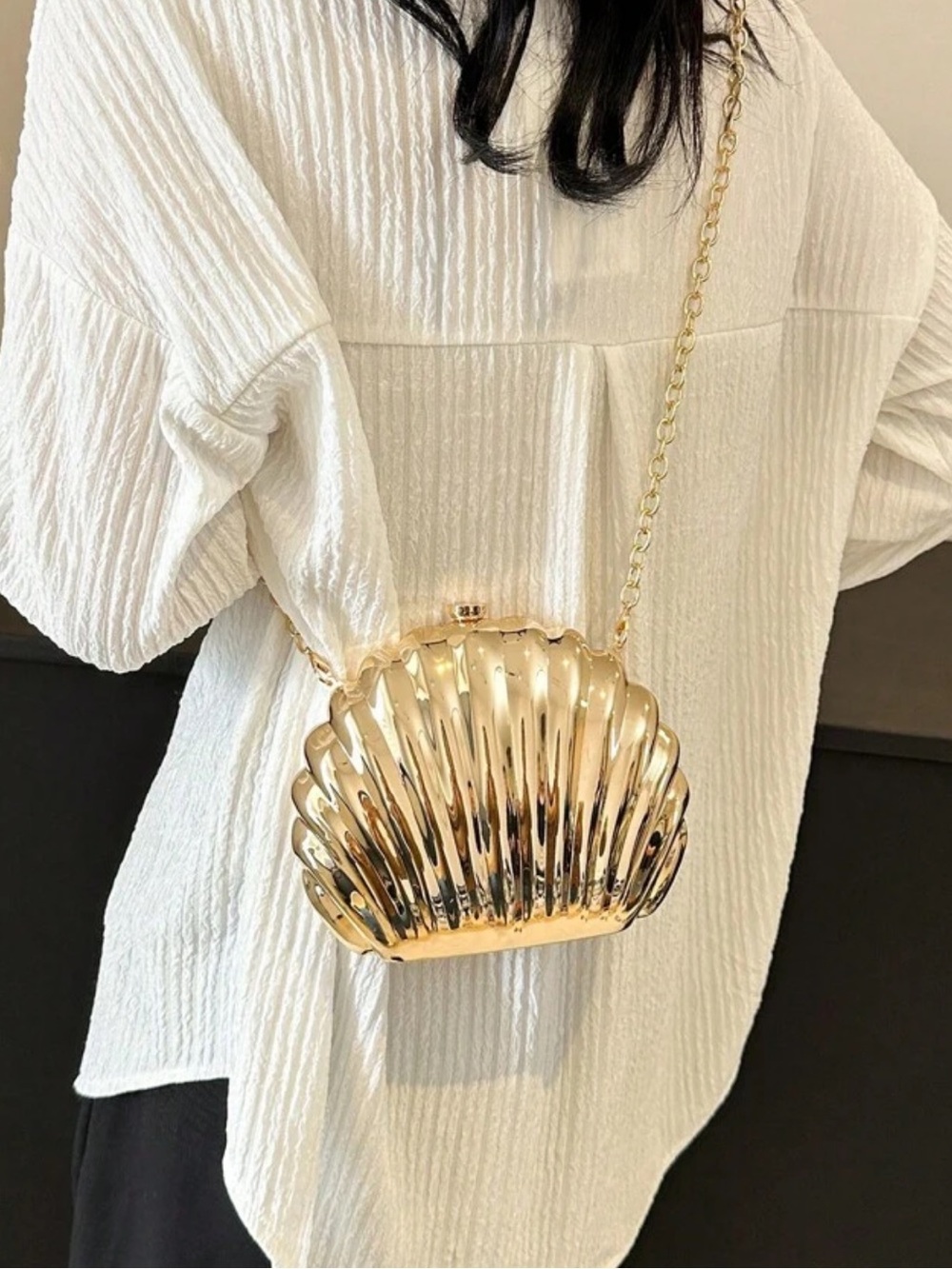 Gold Shell Crossbody and clutch Bag - Elegant Women’s Evening Bag